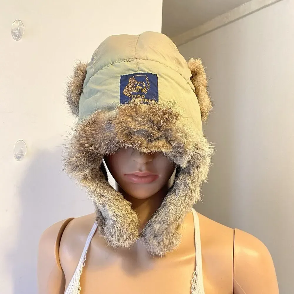 Mad Bomber National Rabbit Hair Fur Nylon Winter Hat Soft Cozy Ear Warmers Large